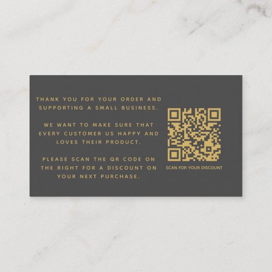 ソーシャルアイコンQRコードグレー/金ゴールド感謝していユーディスカウント エンクロージャーカード (裏面)