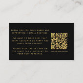 ソーシャルアイコンQRコード黒/金ゴールド感謝してい割引 エンクロージャーカード (裏面)