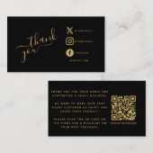 ソーシャルアイコンQRコード黒/金ゴールド感謝してい割引 エンクロージャーカード (正面/裏面)
