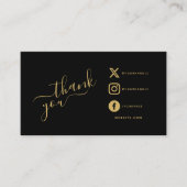 ソーシャルアイコンQRコード黒/金ゴールド感謝してい割引 エンクロージャーカード (正面)