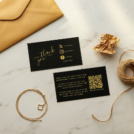ソーシャルアイコンQRコード黒/金ゴールド感謝してい割引 エンクロージャーカード
