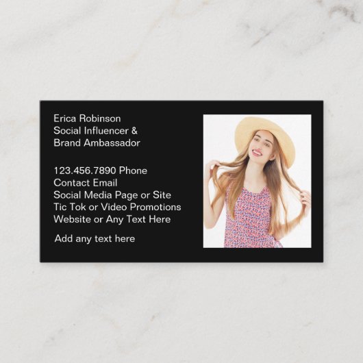 ソーシャルインフルエンサーのブランドアンバサダービジネスカード 名刺 (正面)