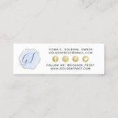 ソーシャルインフルエンサーライトブルー水色と金ゴールド スキニー名刺 (裏面)