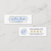 ソーシャルインフルエンサーライトブルー水色と金ゴールド スキニー名刺 (正面/裏面)