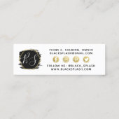 ソーシャルインフルエンサー絵を描ブラックストローク&モダン金ゴールド スキニー名刺 (裏面)