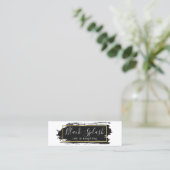 ソーシャルインフルエンサー絵を描ブラックストローク&モダン金ゴールド スキニー名刺 (スタンド正面)