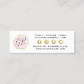 ソーシャルインフルエンサー赤面ピンクウォーターカラー&金ゴールド スキニー名刺 (裏面)