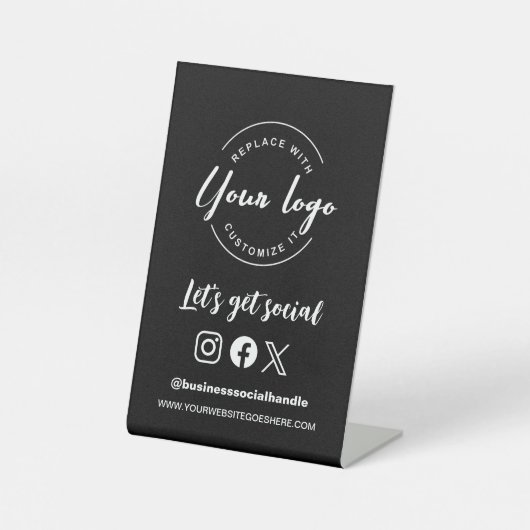 ソーシャルカスタムロゴSocial handleのWebサイトを取得 台座サイン (正面)