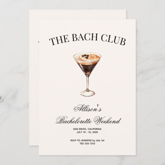 ソーシャルクラブエスプレッソカクテルバッハ行程表 招待状 (正面/裏面)