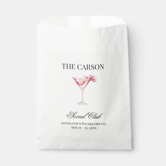 ソーシャルクラブピンクカクテルハングオーバーキットバッハパーティー フェイバーバッグ (正面)
