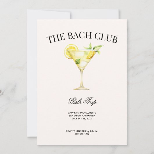ソーシャルクラブ レモンカクテル バッハ 予定表 招待状 (正面)
