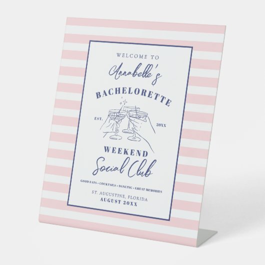 ソーシャルクラ名門私立校風のブバチェロレッテウェルカムサイン 台座サイン (正面)