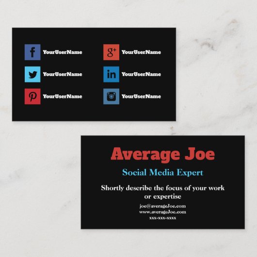 ソーシャルシンプルメディアの専門家向け名刺 名刺 (正面/裏面)