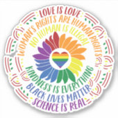 ソーシャルジャスカラフルスフラワーワードアートカーデカール シール (正面)