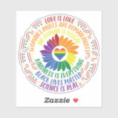 ソーシャルジャスカラフルスフラワーワードアートカーデカール シール (シート)