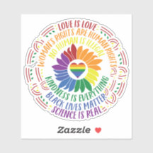 ソーシャルジャスカラフルスフラワーワードアートカーデカール