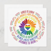 ソーシャルジャスティスカラフルフラワーワードアートフラットカード (正面/裏面)