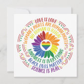 ソーシャルジャスティスカラフルフラワーワードアートフラットカード (正面)