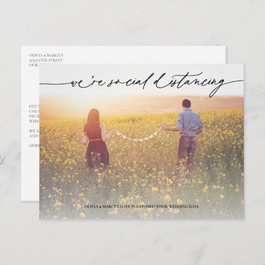 ソーシャルディスタンシングによる結婚式延期 ポストカード (正面/裏面)