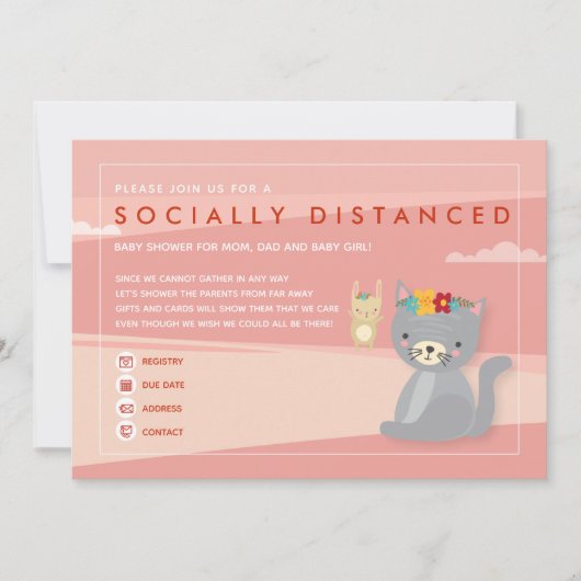 ソーシャルディスタンスのベビーシャワーの招待状 招待状 (正面)