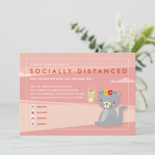 ソーシャルディスタンスのベビーシャワー招待状 招待状 (スタンド正面)