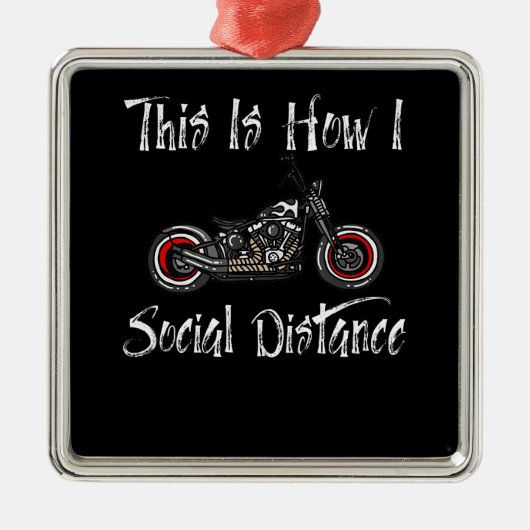 ソーシャルディスタンスバイクバイクもしくは自転車に乗る人 メタルオーナメント (正面)