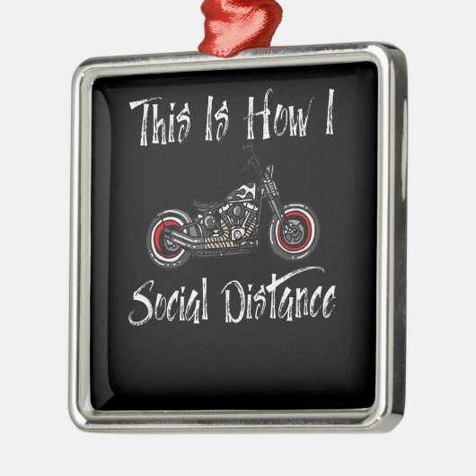 ソーシャルディスタンスバイクバイクもしくは自転車に乗る人 メタルオーナメント (左)