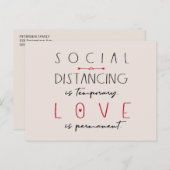 ソーシャルディスタンス中のコロナウイルス愛のタイポグラフィ ポストカード (正面/裏面)
