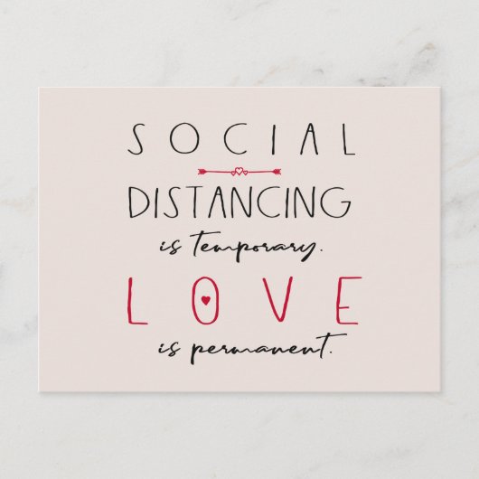 ソーシャルディスタンス中のコロナウイルス愛のタイポグラフィ ポストカード (正面)