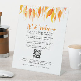 ソーシャルディスタンス ゲスト 非接触QRコード 秋 台座サイン