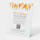 ソーシャルディスタンス ゲスト 非接触QRコード 秋 台座サイン (正面)