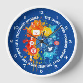 ソーシャルネットワークアイコンBlue I引用文沈黙と心 壁時計 (正面)