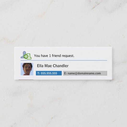 ソーシャルネットワーク – プロファイル名刺 スキニー名刺 (正面)