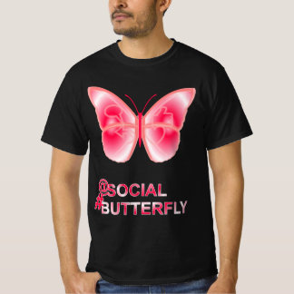 ソーシャルハッシュタグの蝶々 Tシャツ