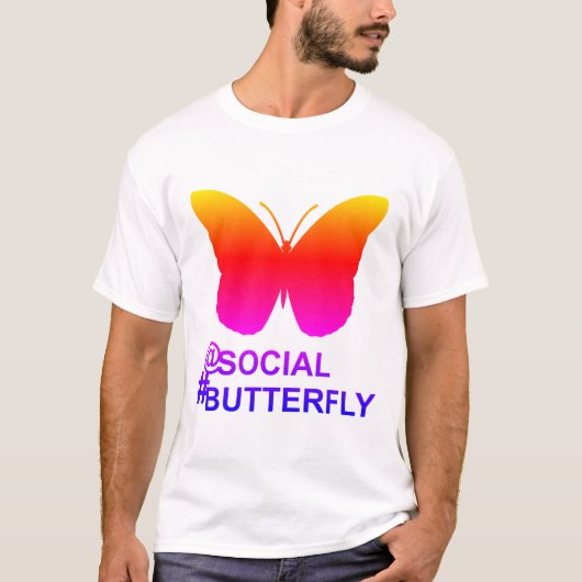ソーシャルハッシュタグバタフライ [Hyper Filter リミックス] Tシャツ (正面)