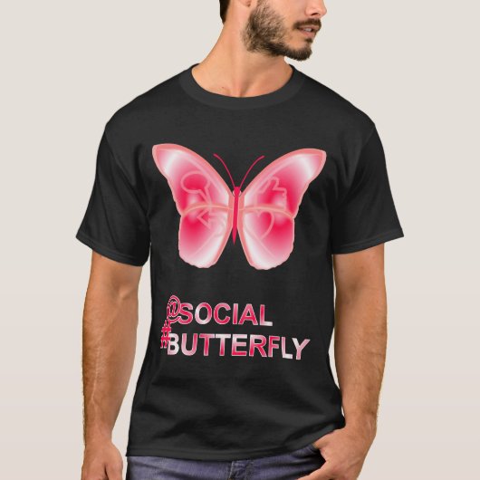 ソーシャルハッシュタグバタフライ Tシャツ (正面)