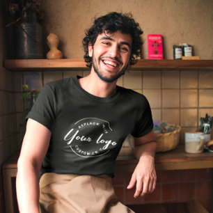 ソーシャルハンドル付きビジネスのホワイトロゴ従業員 Tシャツ