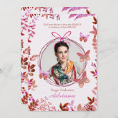 ソーシャルバタフライフォト卒業招待状 招待状 (正面/裏面)