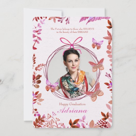 ソーシャルバタフライフォト卒業招待状 招待状 (正面)
