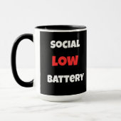 ソーシャルバッテリーが低い 面白い コーヒーマグ - 黒と白 マグカップ (左)
