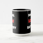 ソーシャルバッテリーが低い 面白い コーヒーマグ - 黒と白 マグカップ (中央)
