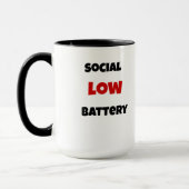 ソーシャルバッテリーが低い 面白い コーヒーマグ - 黒と白 マグカップ (左)