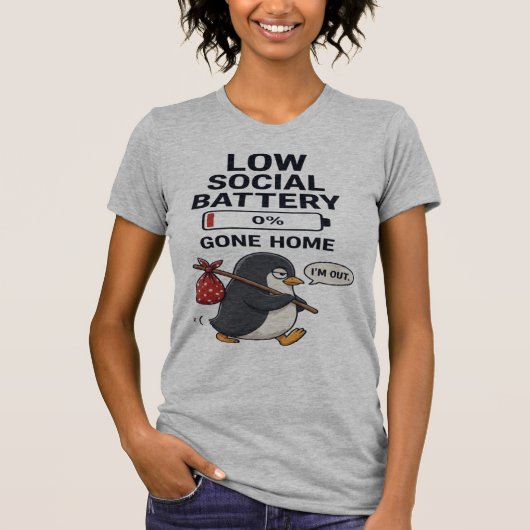  ソーシャルバッテリー切れ 0% 帰宅 Tシャツ  (正面)