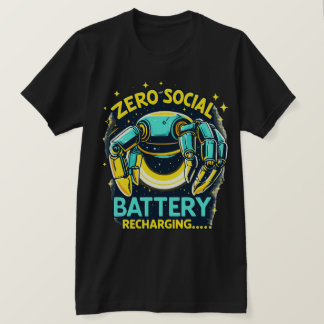 ソーシャルバッテリー回復ロボットデザイン Tシャツ