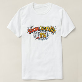 ソーシャルバッテリー1% 面白い内向的コミック Tシャツ
