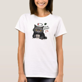 ソーシャルバッテリー2% 気難しい猫のコーヒー Tシャツ