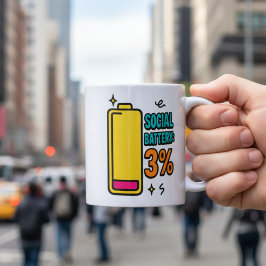 ソーシャルバッテリー3% - 面白いニューロスパイシーな内向的タイプ コーヒーマグカップ
