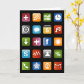 ソーシャルメディおもしろいアアプリアイコン付きのグリーティングカード カード (黄色い花)