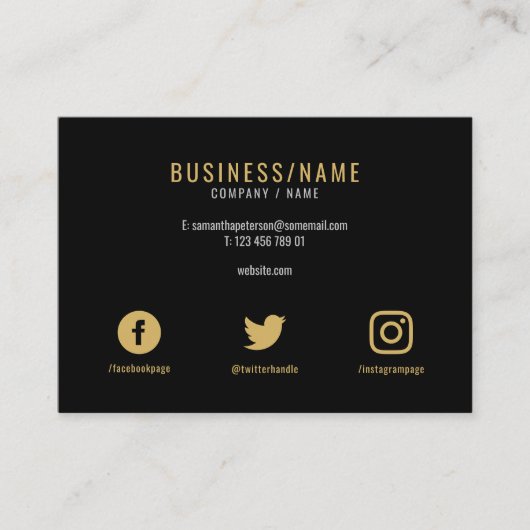ソーシャルメディはっきりしたアのブラックと高級金ゴールド 名刺 (正面)