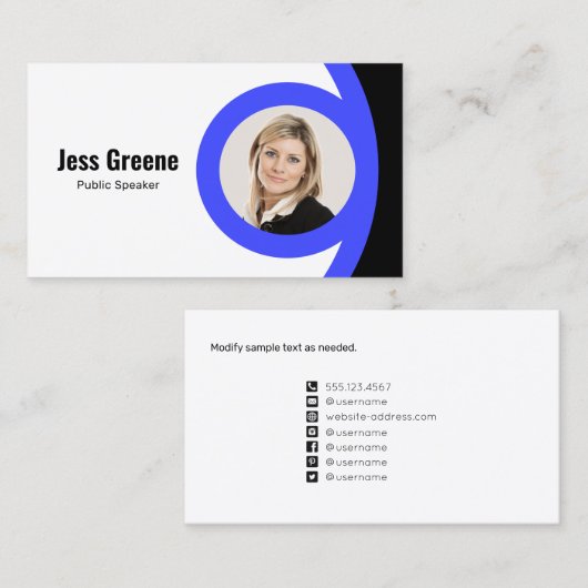 ソーシャルメディはっきりしたアアイコンフォトカード 名刺 (正面/裏面)